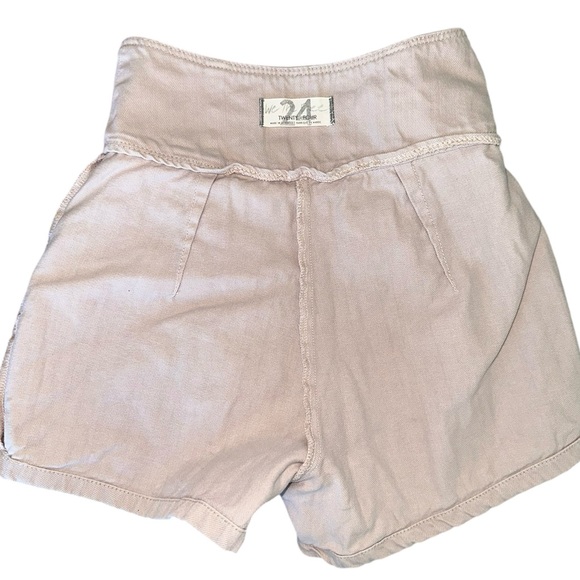 We The Free People Paris Pleated High Rise Button Up Macaroon Beige Denim 24 - Picture 10 of 16